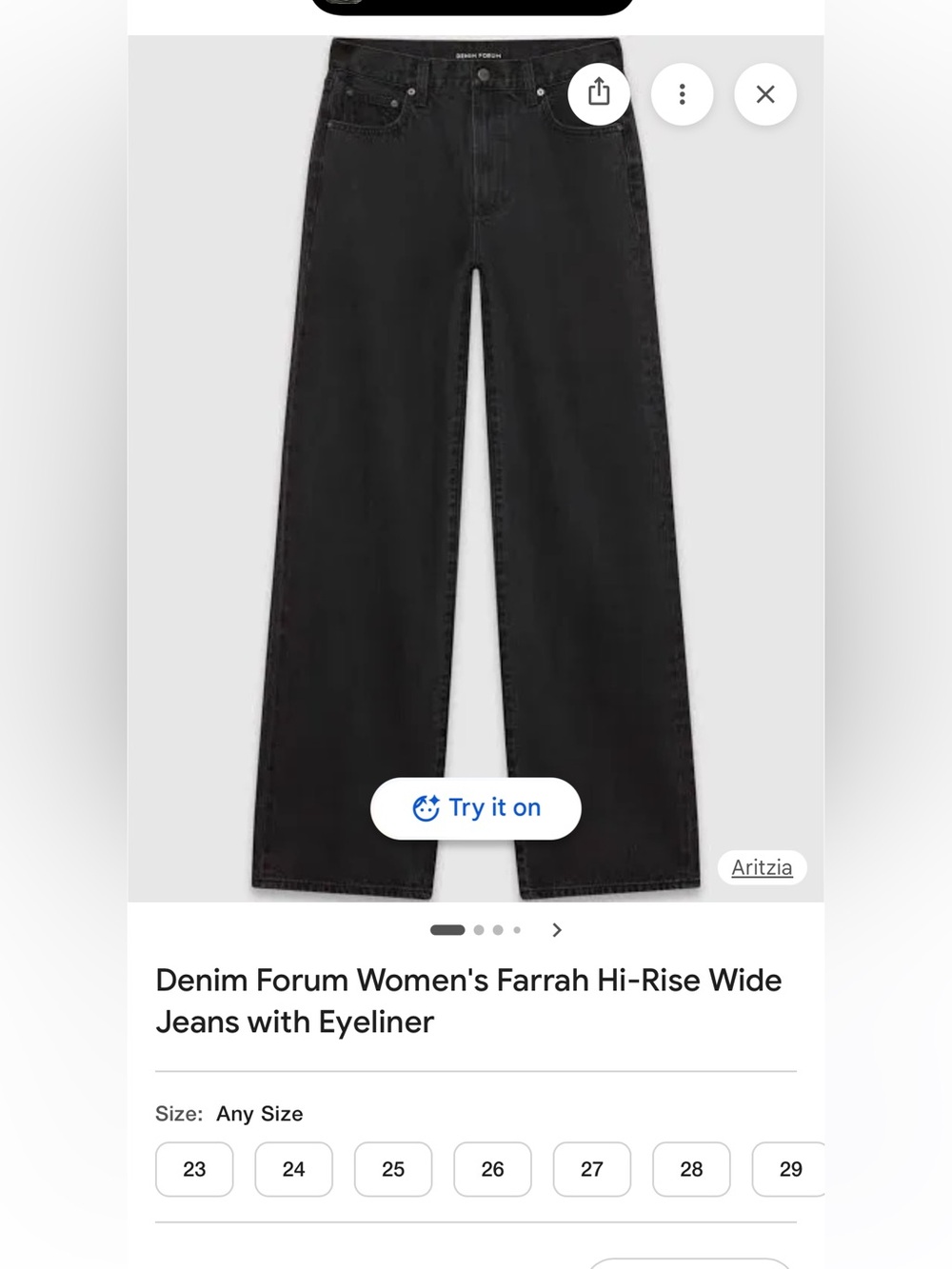 Aritzia Farrah Hi-Rise Wide Leg Jeans - Black
